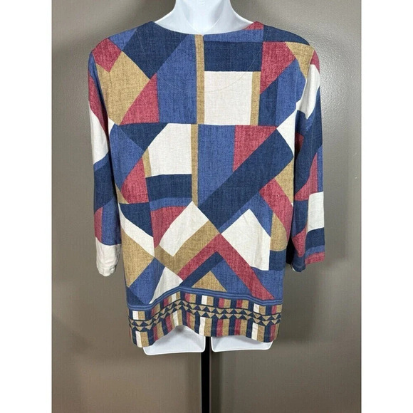 ALFRED DUNNER Multicolor Studded Detail Crew Neck Cotton Blend T-Shirt Top M - Picture 4 of 9